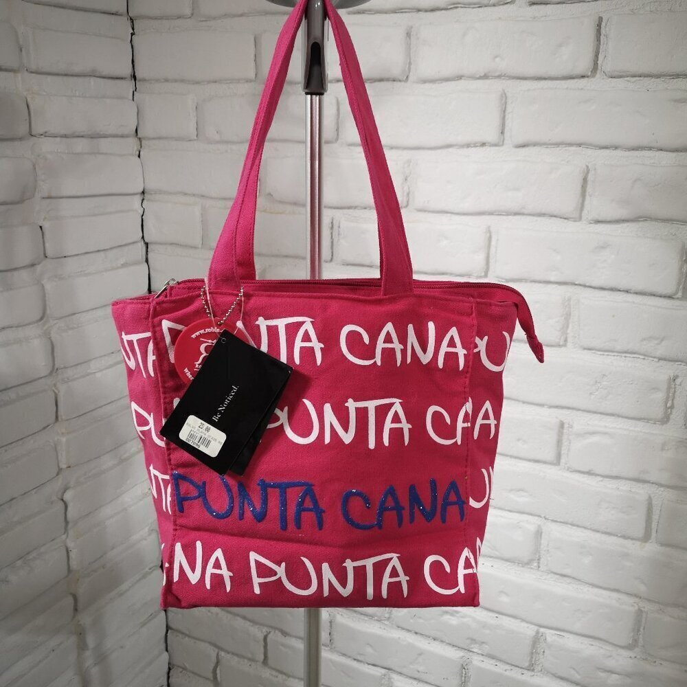 NWT Robin Ruth Authentic Punta Cana Canvas Hot Pink Bag